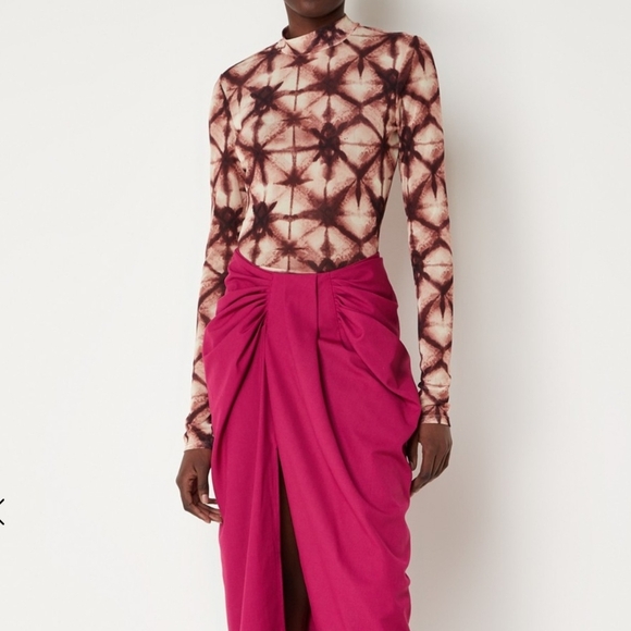 Daily Paper Pelembe Mesh T-Shirt Long Sleeve Semi Sheer Orange Brown M NWT - Picture 3 of 13